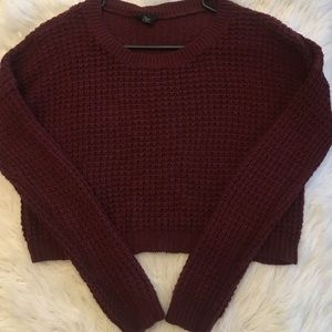 Burgundy Knitted Crop